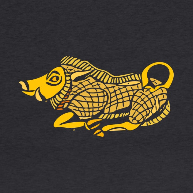 Scythian wild boar at a gallop - timeless abstraction by LeahHa